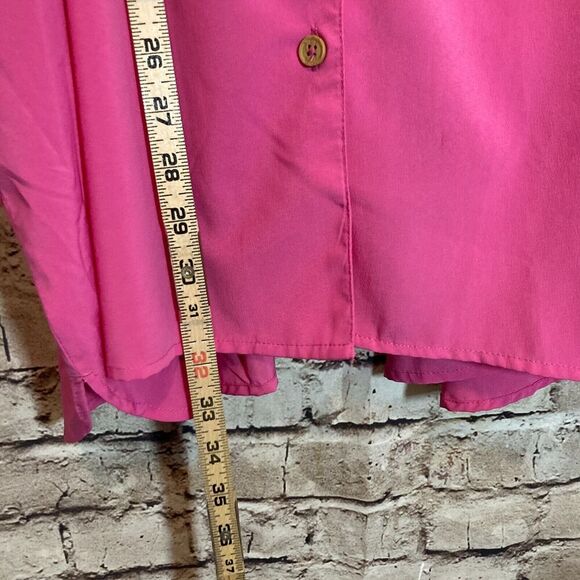 Catherines Top Womens 4X Hot Pink Tunic Long Sleeve Button Front Plus Size - Picture 14 of 14